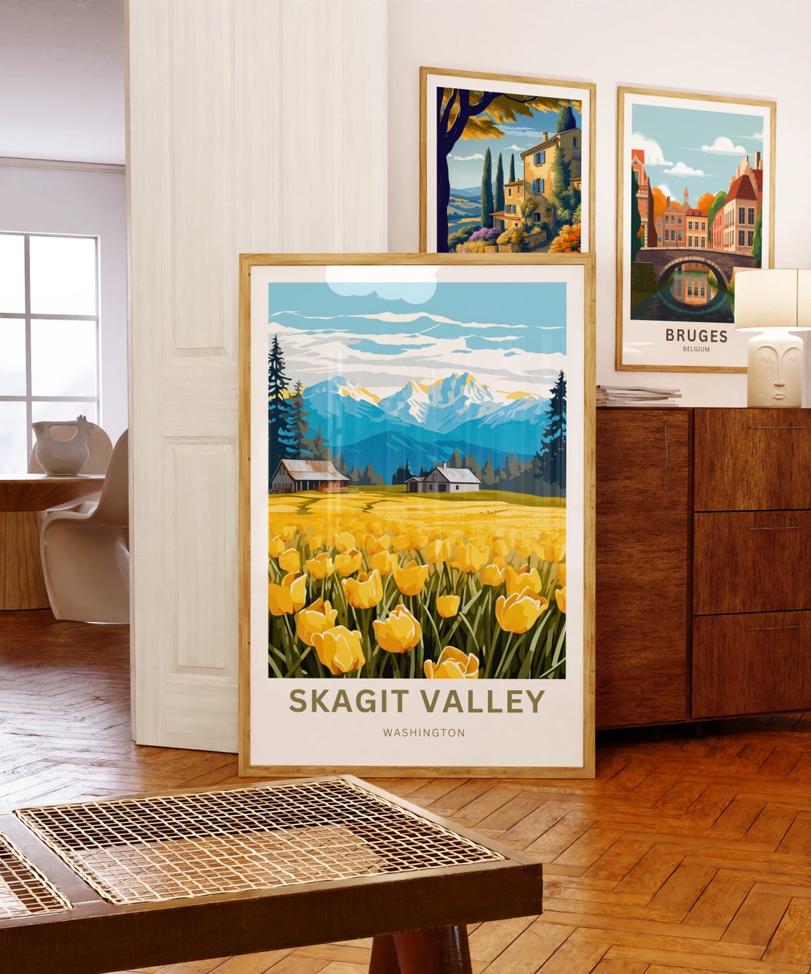 Skagit Valley Washington Tulip Fields Mountain Travel Poster - Image 5