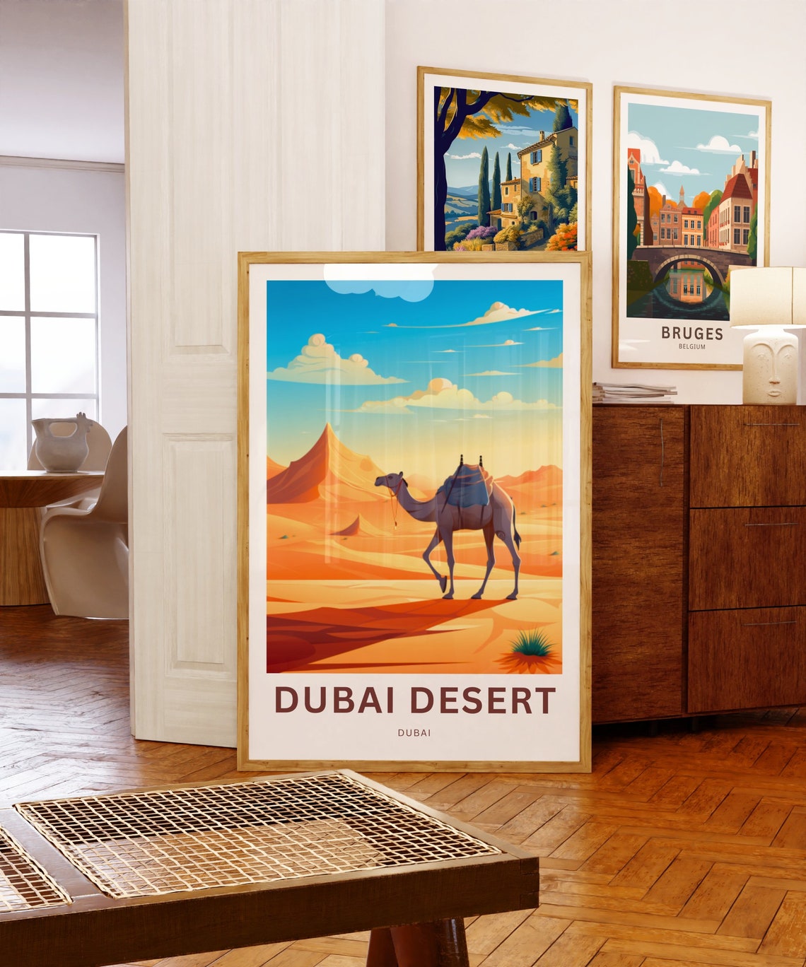 Dubai Desert Camel Silhouette Across Golden Dunes Travel Poster - Image 5