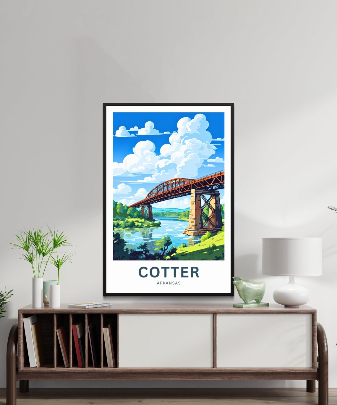 Cotter Arkansas Historic Steel Truss Bridge River Travel Poster - Image 2