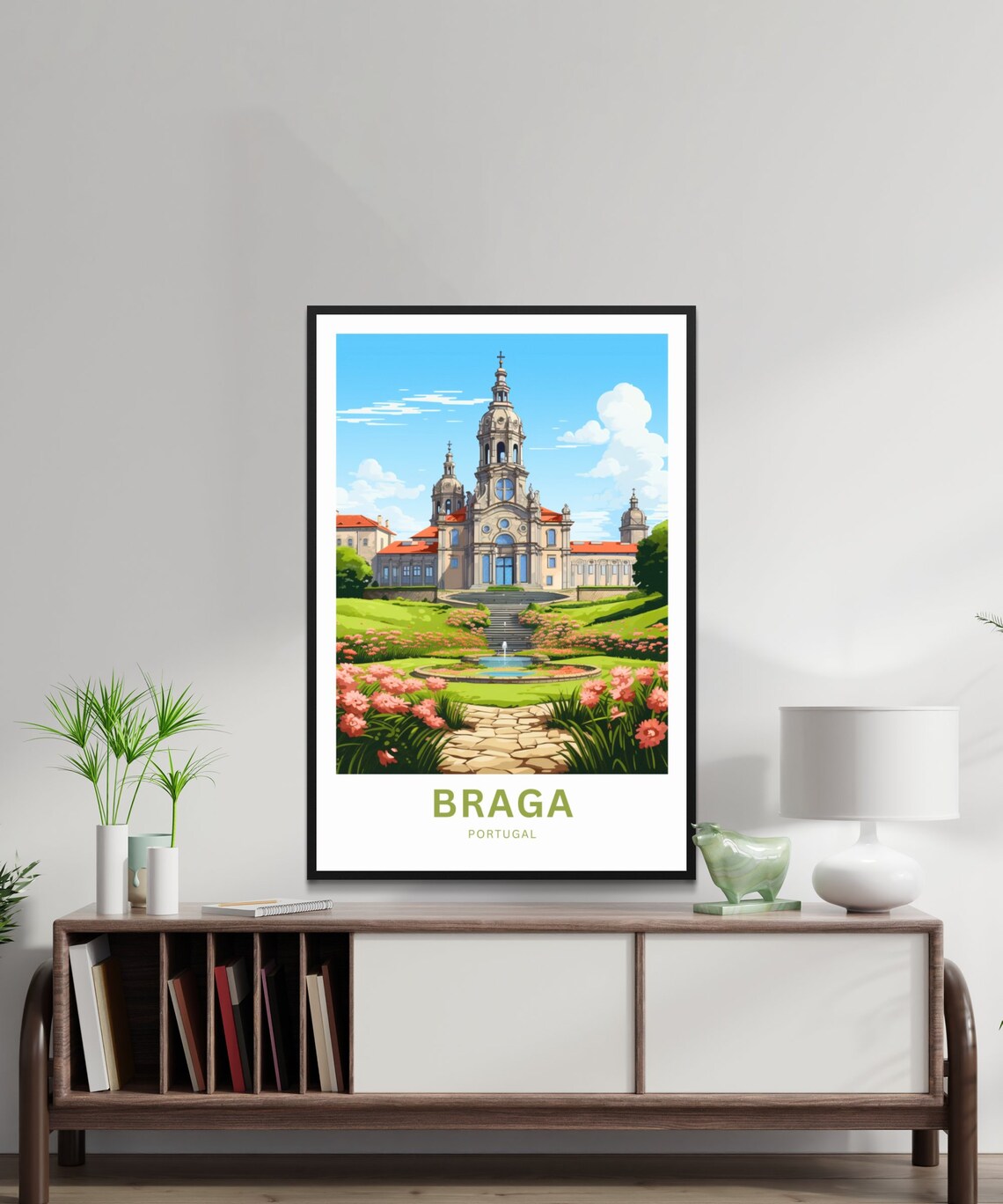 Personalized Braga Portugal Church Garden Custom Text Poster - Image 2