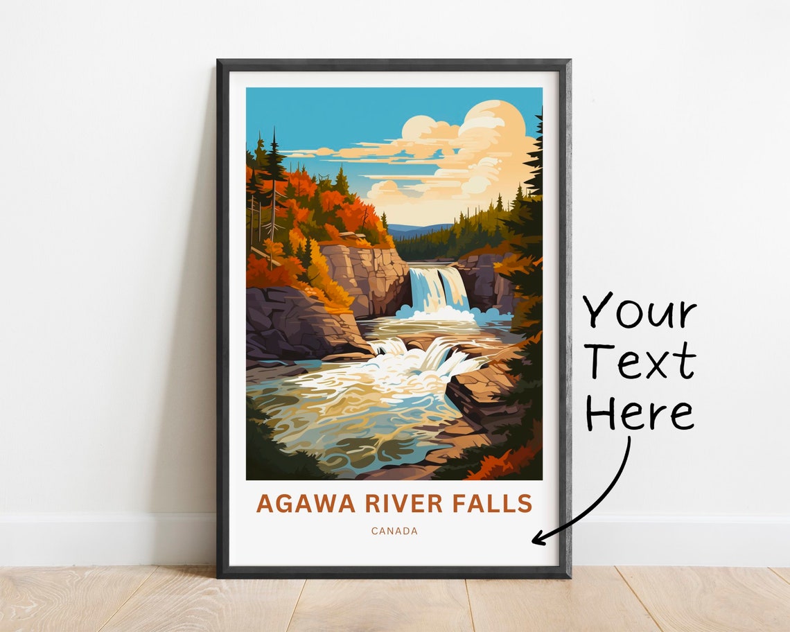 Personalized Agawa River Falls Canada Cliff Waterfall Travel Poster