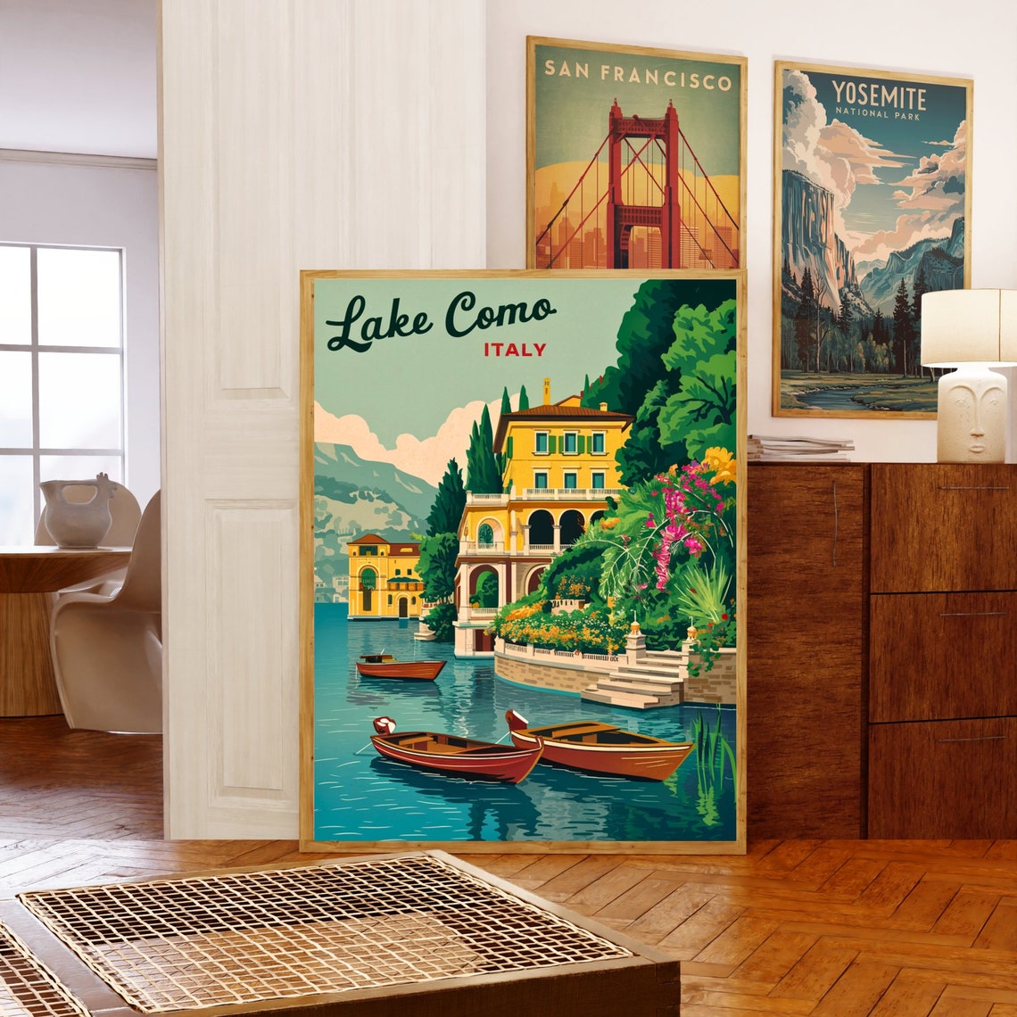 Lake Como Italy Lakeside Villa Flower Garden Boats Retro Poster - Image 5