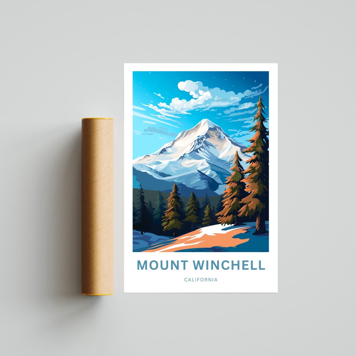 Mount Winchell California Snow Peak Starry Sky Pines Travel Poster - Image 4