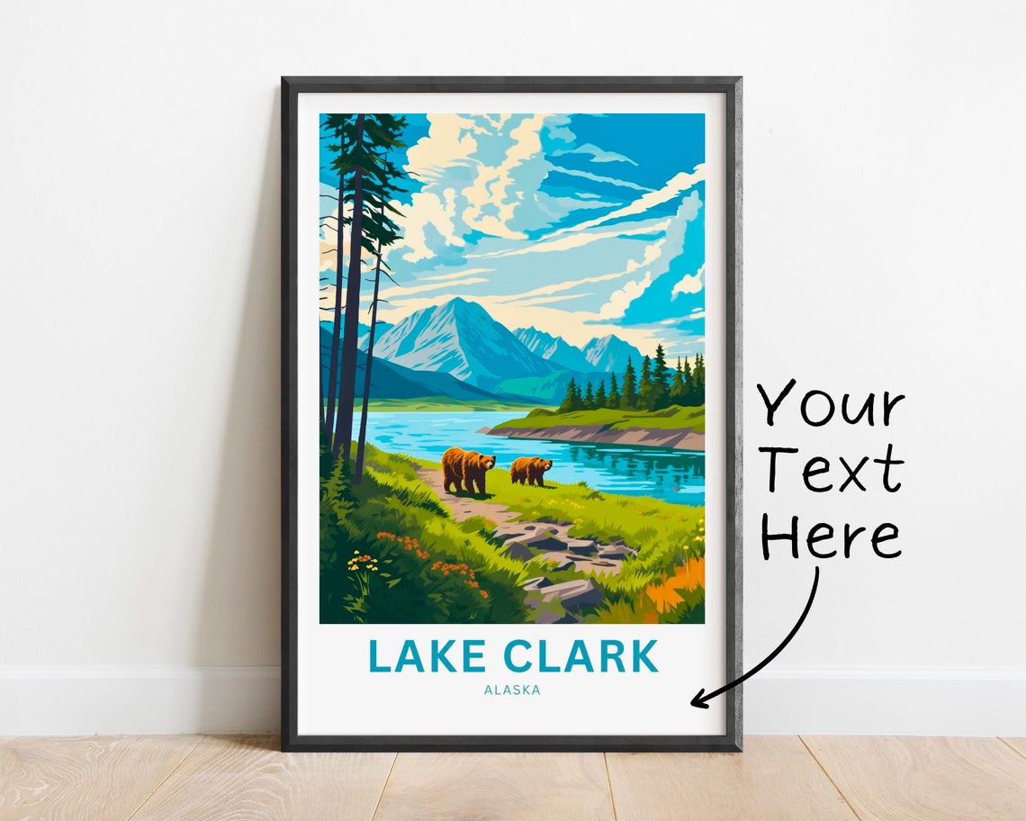 Lake Clark Alaska Bears Lakeside Wildlife Personalized Poster