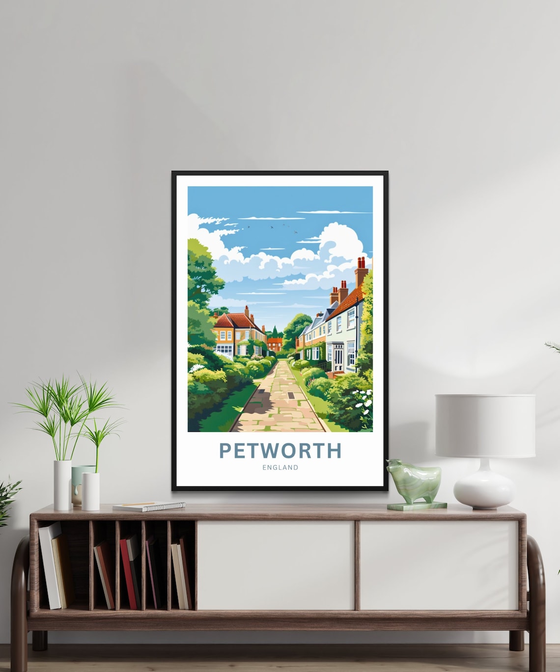 Petworth England Charming Cobbled Lane Cottage Village Travel Poster - Image 2