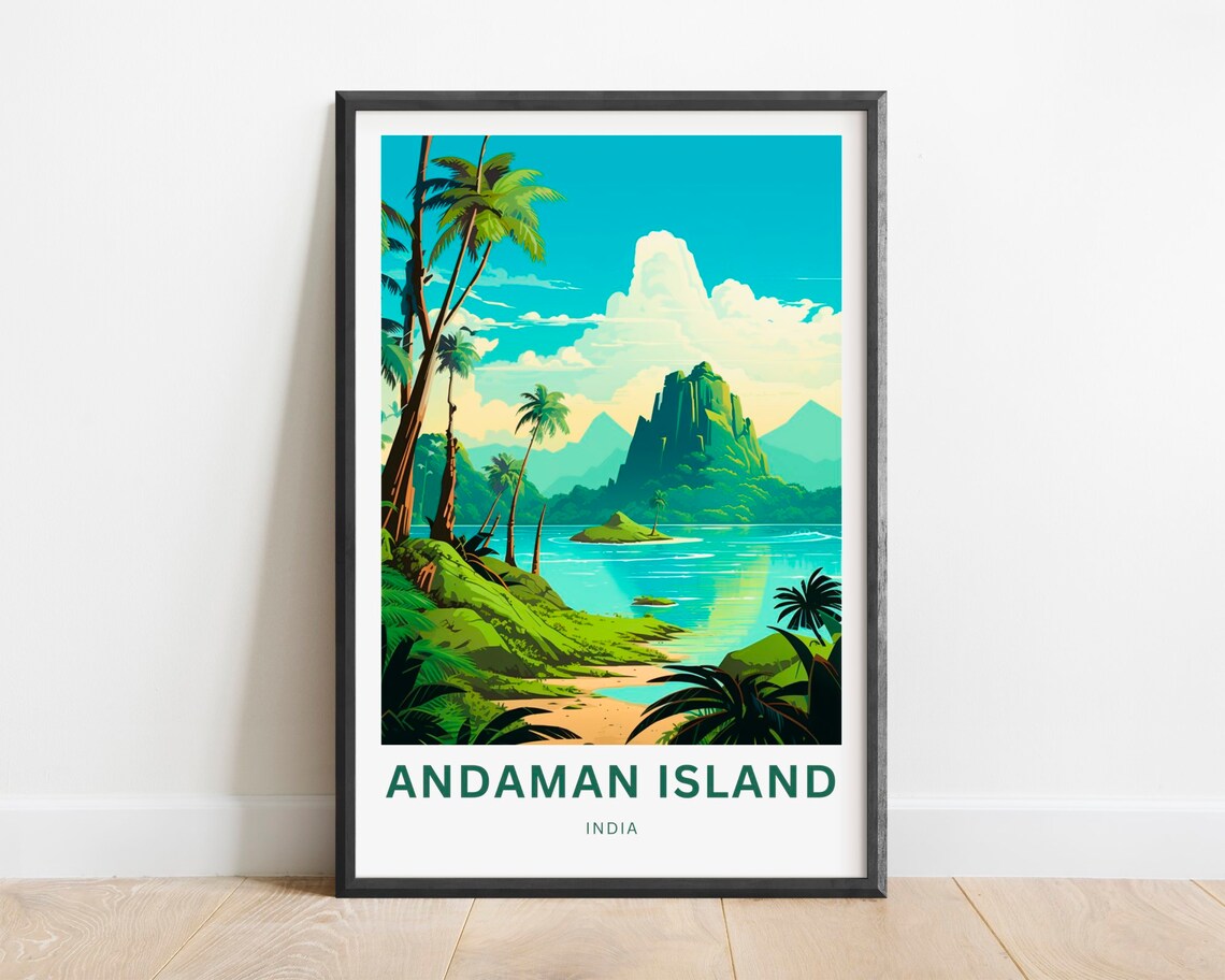 Andaman Island India Tropical Palm Beach Lagoon Travel Art Poster