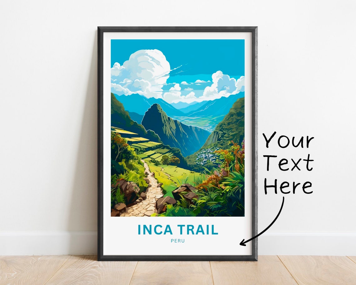 Inca Trail Peru Customizable Terraces Peak Travel Poster Artwork