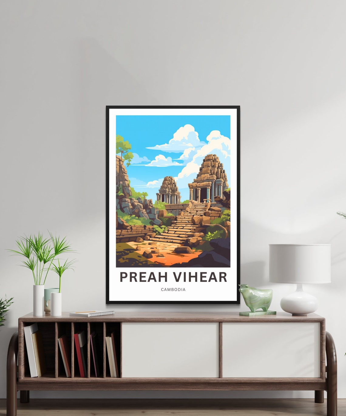 Preah Vihear Cambodia Ancient Temple Steps Scenic Travel Poster - Image 2