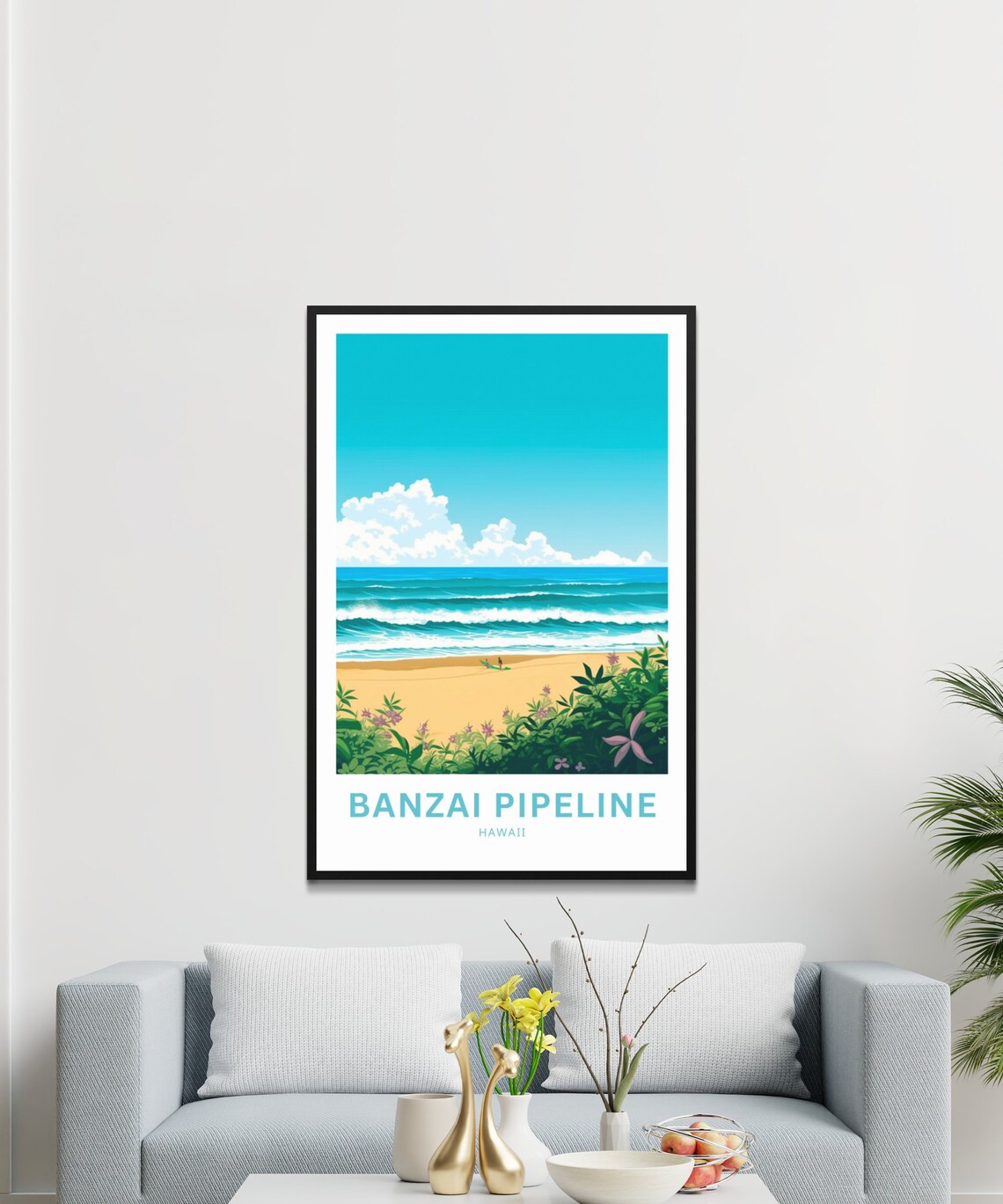 Banzai Pipeline Travel Poster, Hawaii Wall Art - Image 3