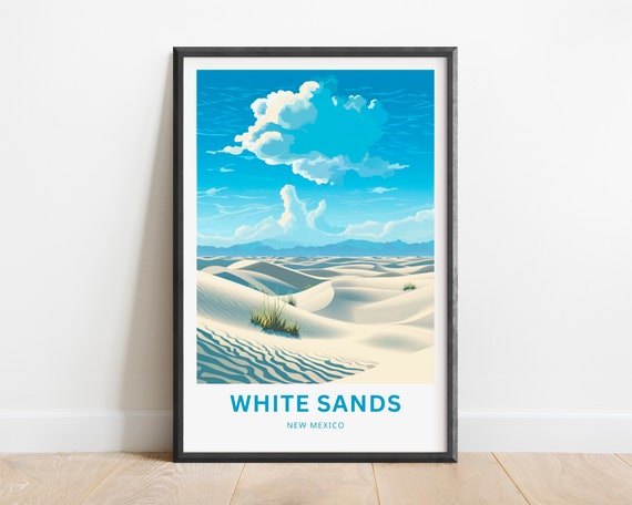 White Sands Travel Print White Sands Poster New Mexico Wall Art Framed Present Gift New Mexico Present
