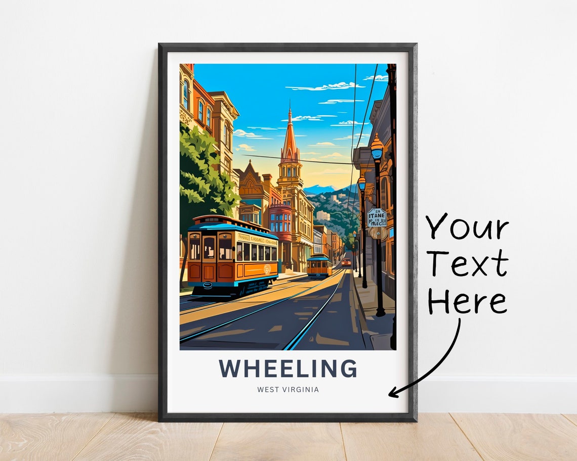 Wheeling West Virginia Trolley Street Retro Customizable Travel Poster