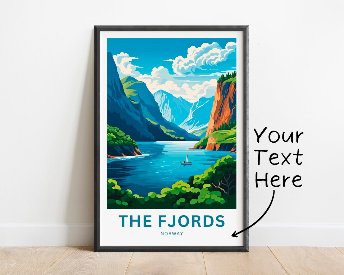 Personalized The Fjords Norway Turquoise Water Cliff Gift Poster