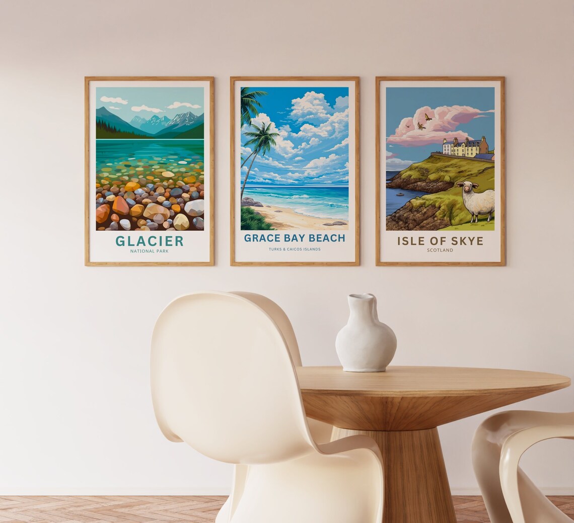 Grace Bay Beach Turks and Caicos Islands Sunny Palm Tree Shore Poster - Image 3