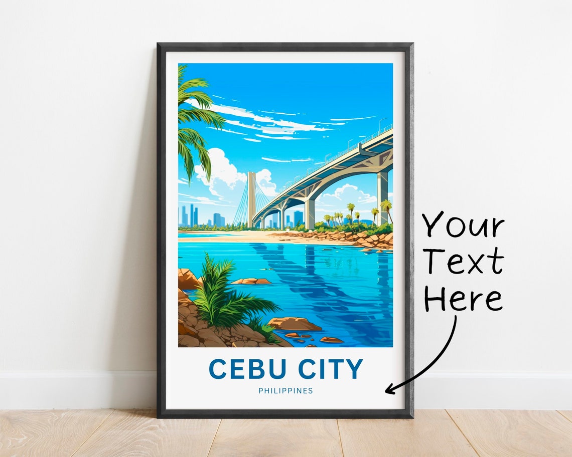Cebu City Philippines Cable Stayed Bridge Bay Custom Text Poster