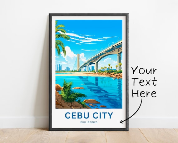 Cebu City Philippines Cable Stayed Bridge Bay Custom Text Poster