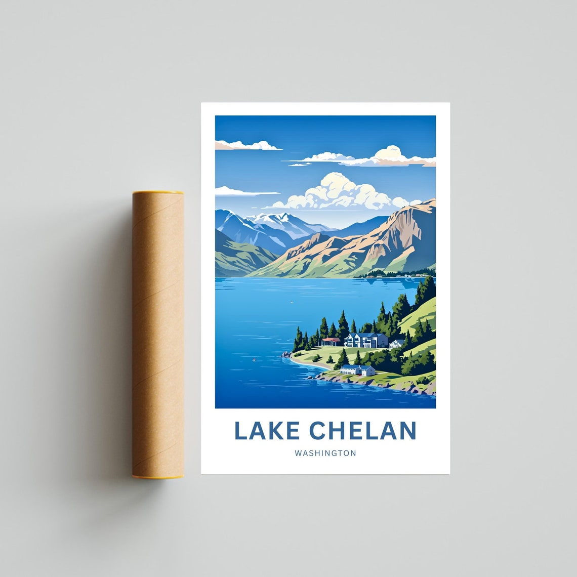 Personalized Lake Chelan Washington Lakeside Custom Name Poster - Image 2