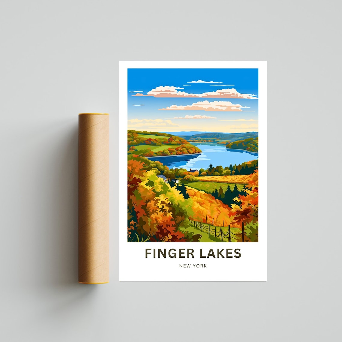 Finger Lakes New York Autumn Foliage Lake View Travel Poster - Image 4