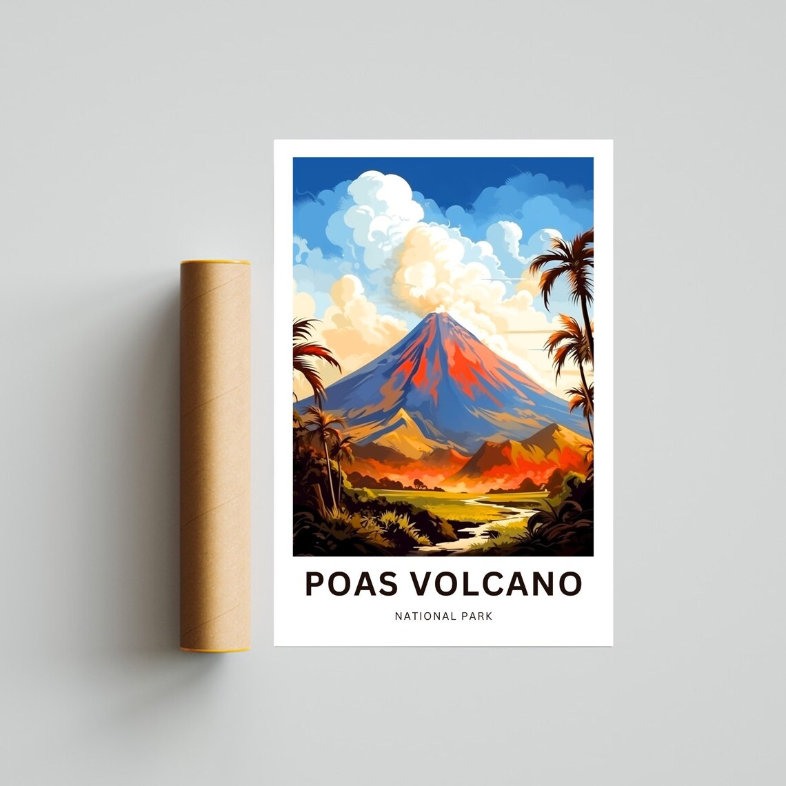 Poas Volcano National Park Fiery Crater Tropical Scene Travel Poster - Image 4