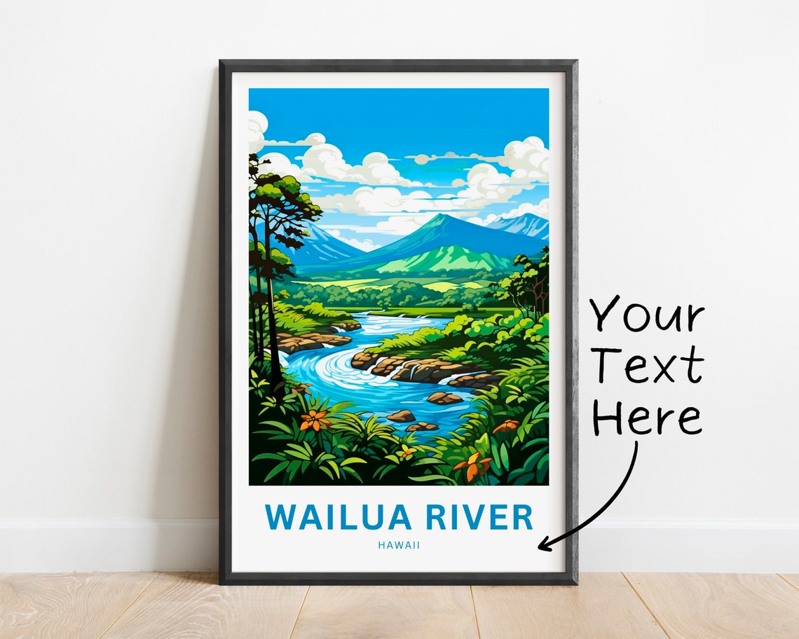 Wailua River Hawaii Tropical Waterfall Jungle Personalized Poster