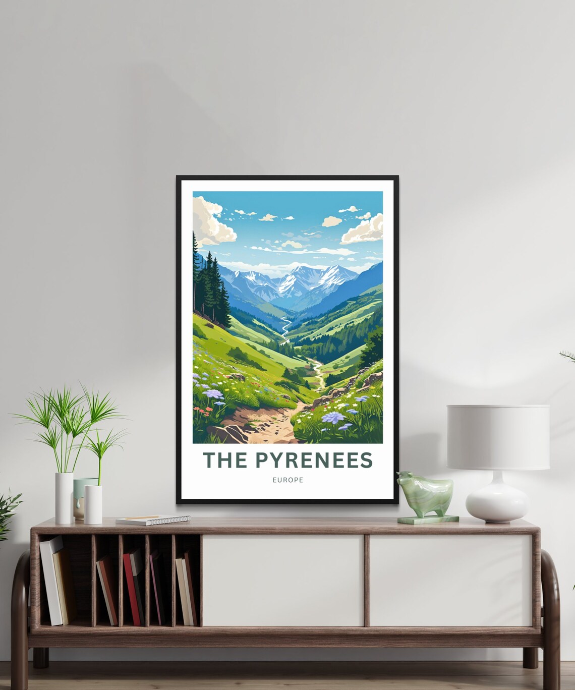 The Pyrenees Mountain Valley Wildflower Vintage Travel Poster - Image 3