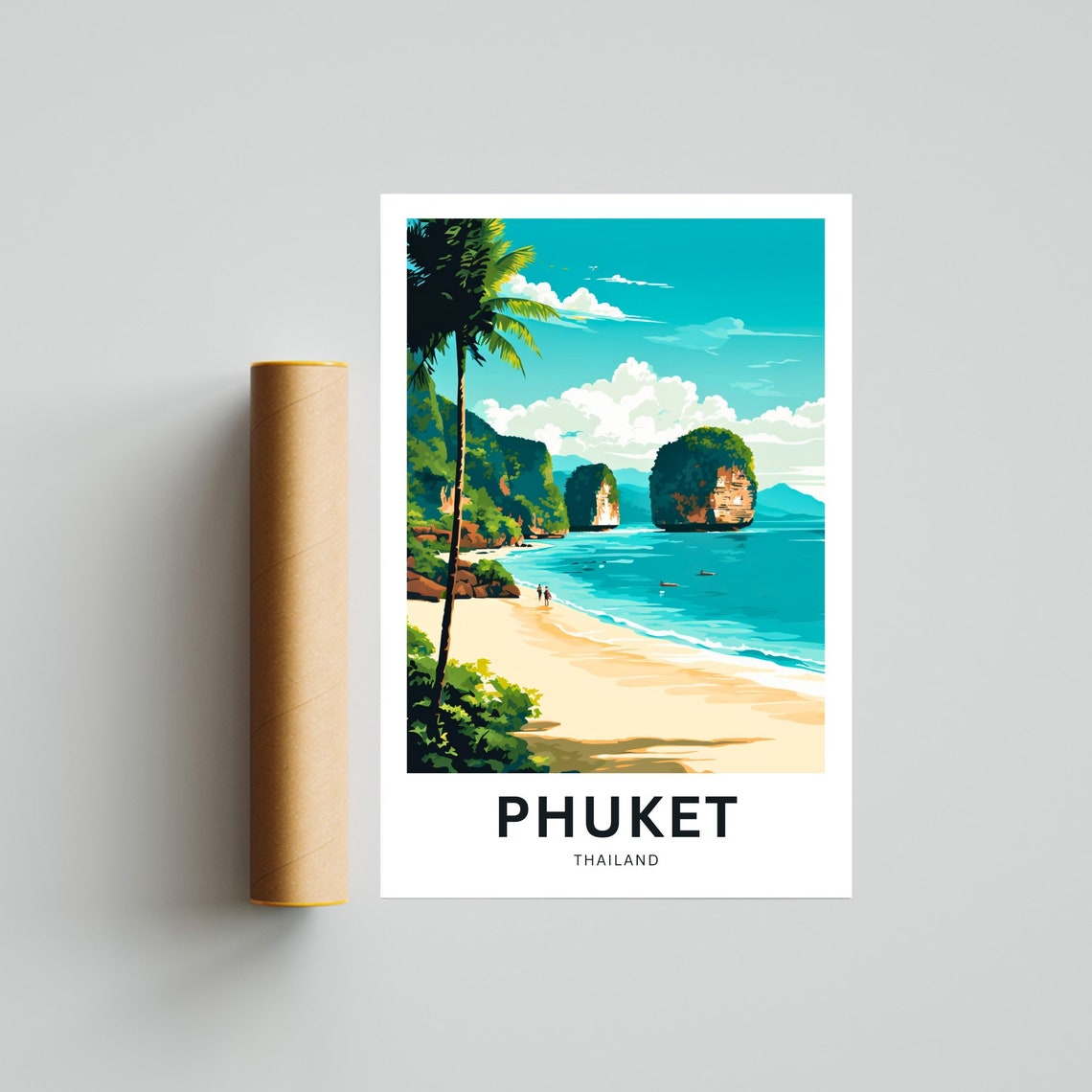 Personalized Phuket Thailand Island Beach Custom Text Travel Poster - Image 4