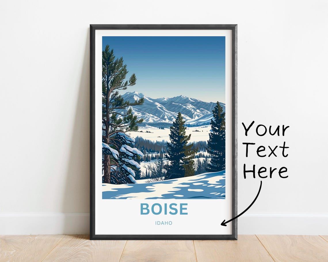 Personalized Boise Idaho Winter Mountain Snow Scene Travel Poster