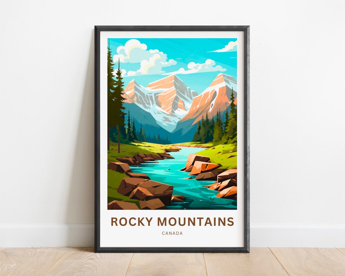 Rocky Mountains Canada Alpine Wilderness River Travel Poster