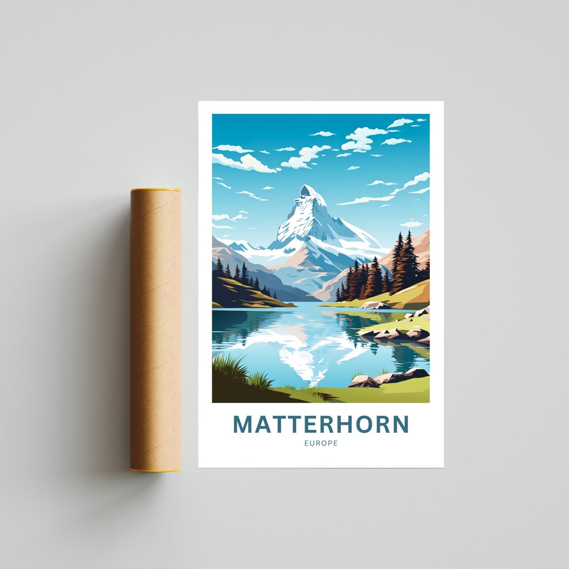 Matterhorn Europe Summer Alpine Lake Peak View Travel Poster - Image 4