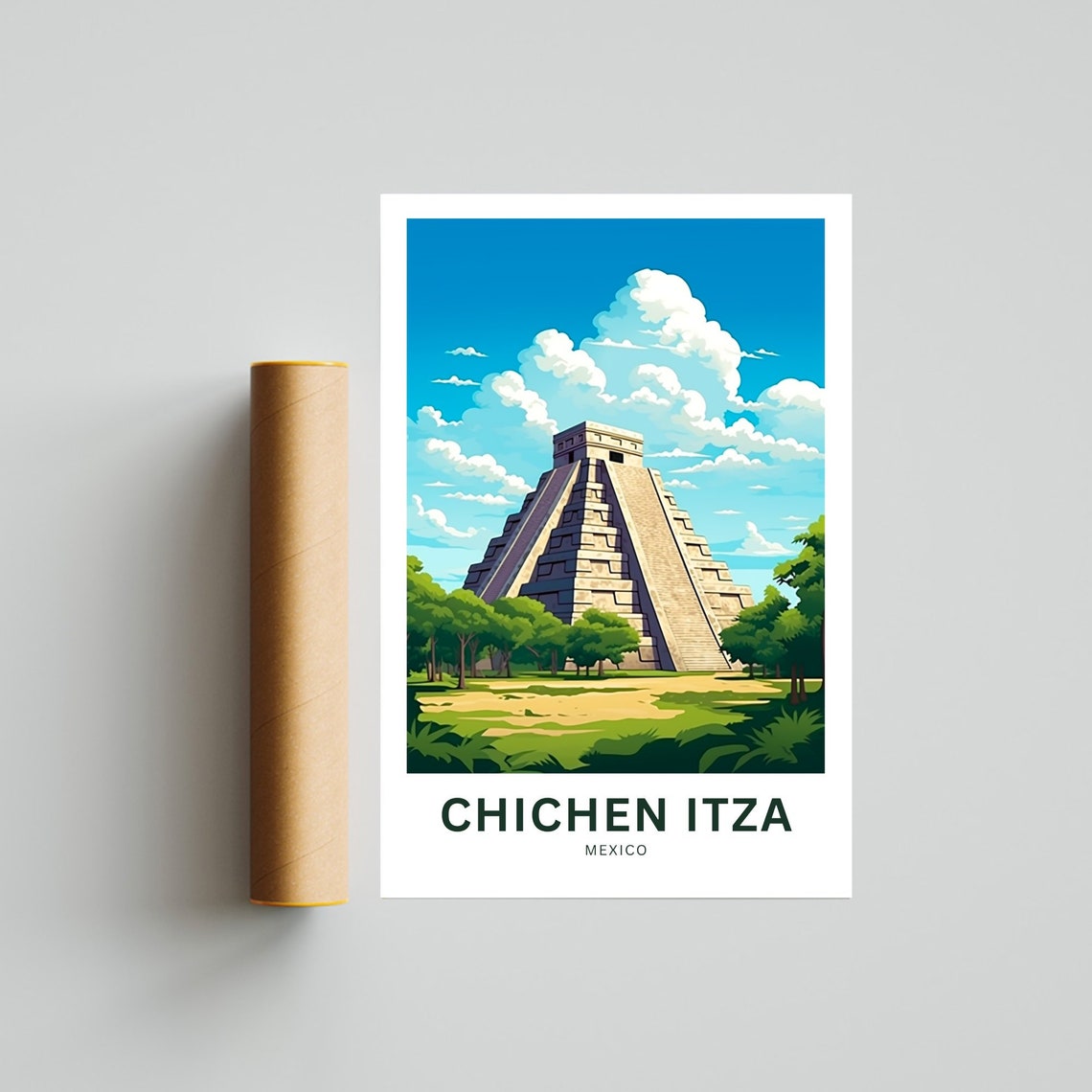 Chichen Itza Travel Print Chichen Itza Poster Mexico Wall Art Framed Present Gift Mexico Present - Image 4