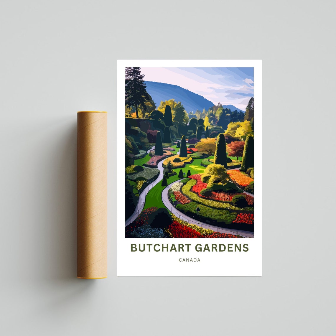 Butchart Gardens Canada Flower Gardens Paths Vintage Travel Poster - Image 4