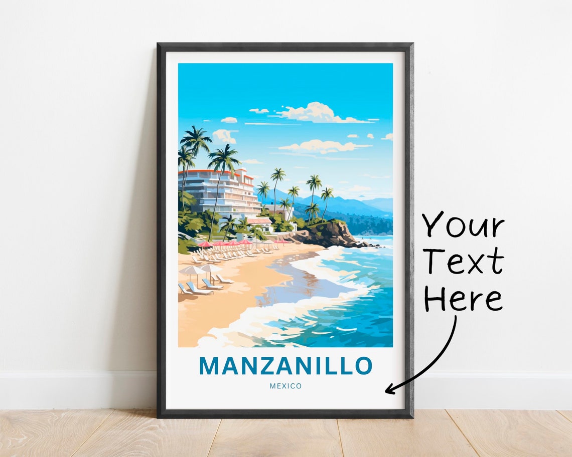 Personalized Manzanillo Travel Print Manzanillo Poster Mexico Wall Art Framed Present Gift Mexico Present
