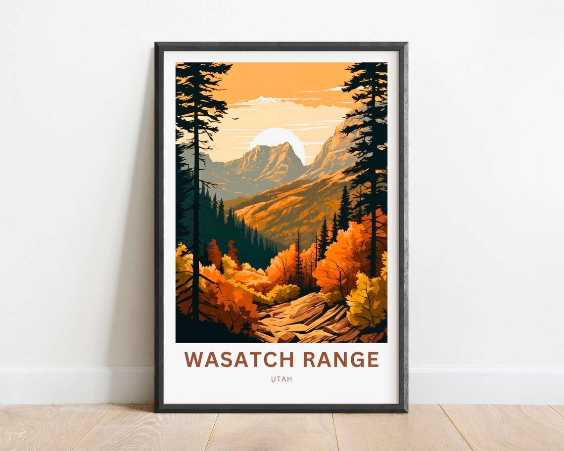 Wasatch Range Travel Poster, Utah Landscape Print