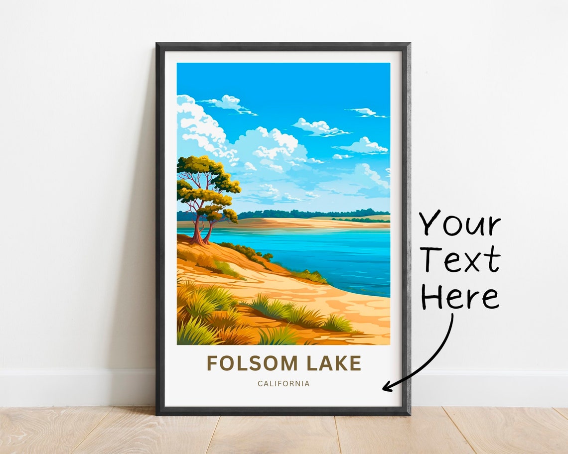 Personalized Folsom Lake California Curved Beach Pines Poster