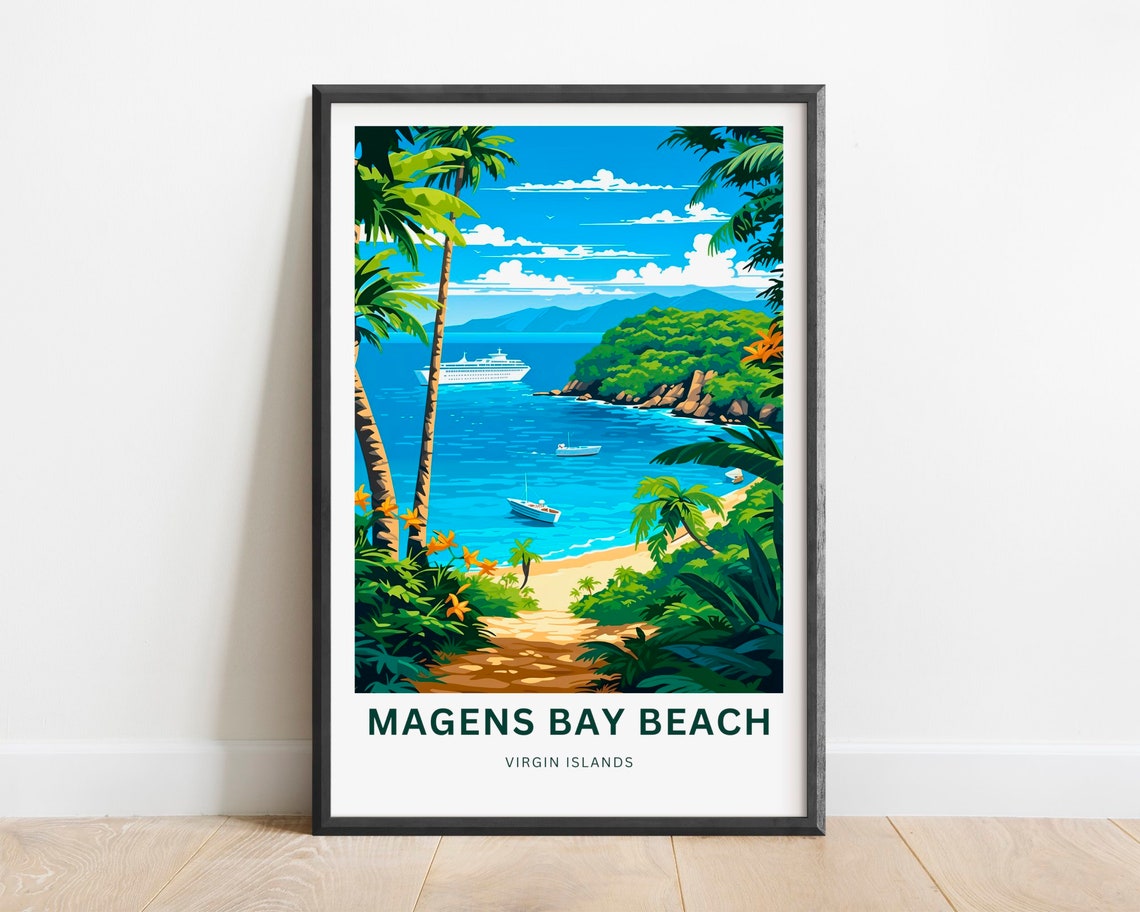 Magens Bay Beach Virgin Islands Tropical Palm Paradise Poster