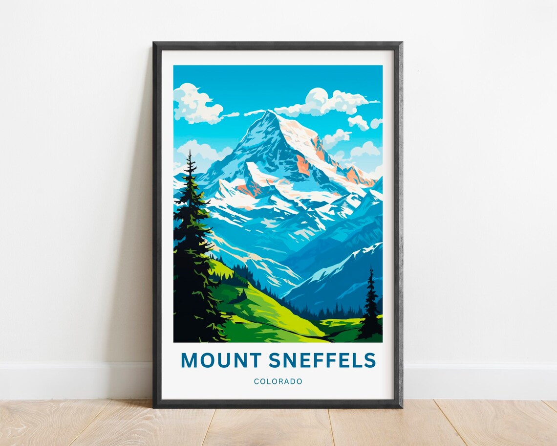 Mount Sneffels Travel Poster, Colorado Wall Art