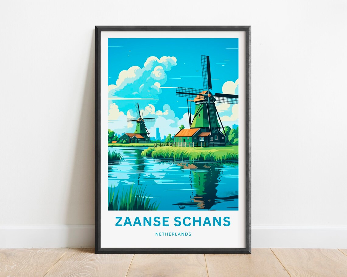 Zaanse Schans Travel Poster, Netherlands Wall Art
