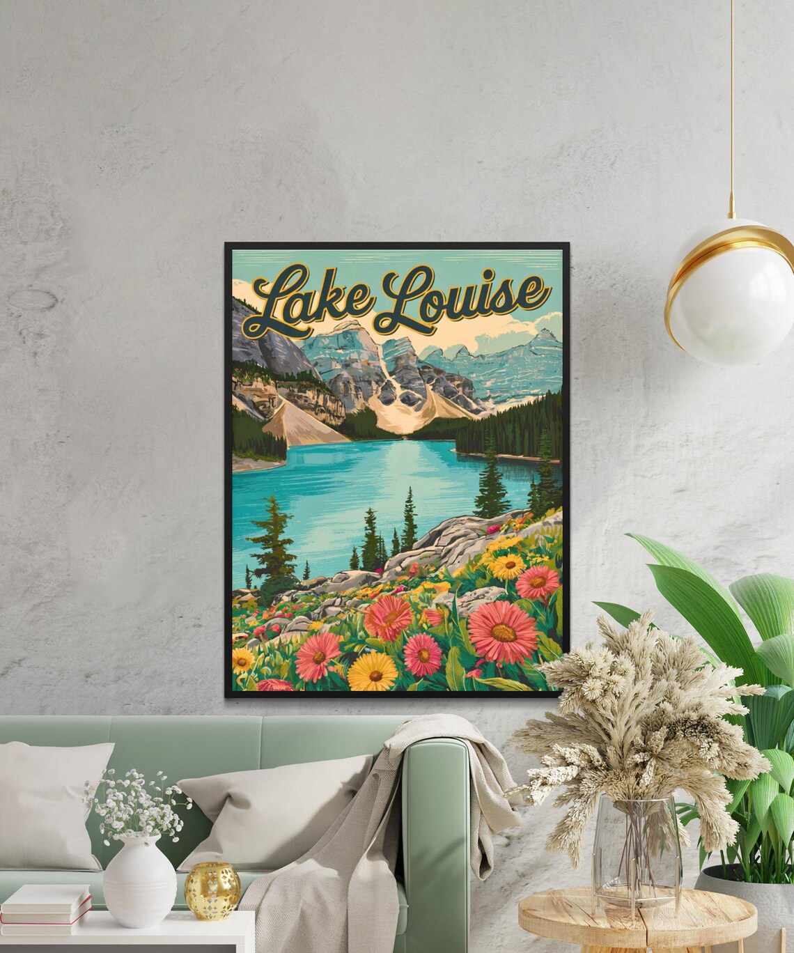 Lake Louise Canada Turquoise Lake Wildflower Meadow Vintage Poster - Image 2