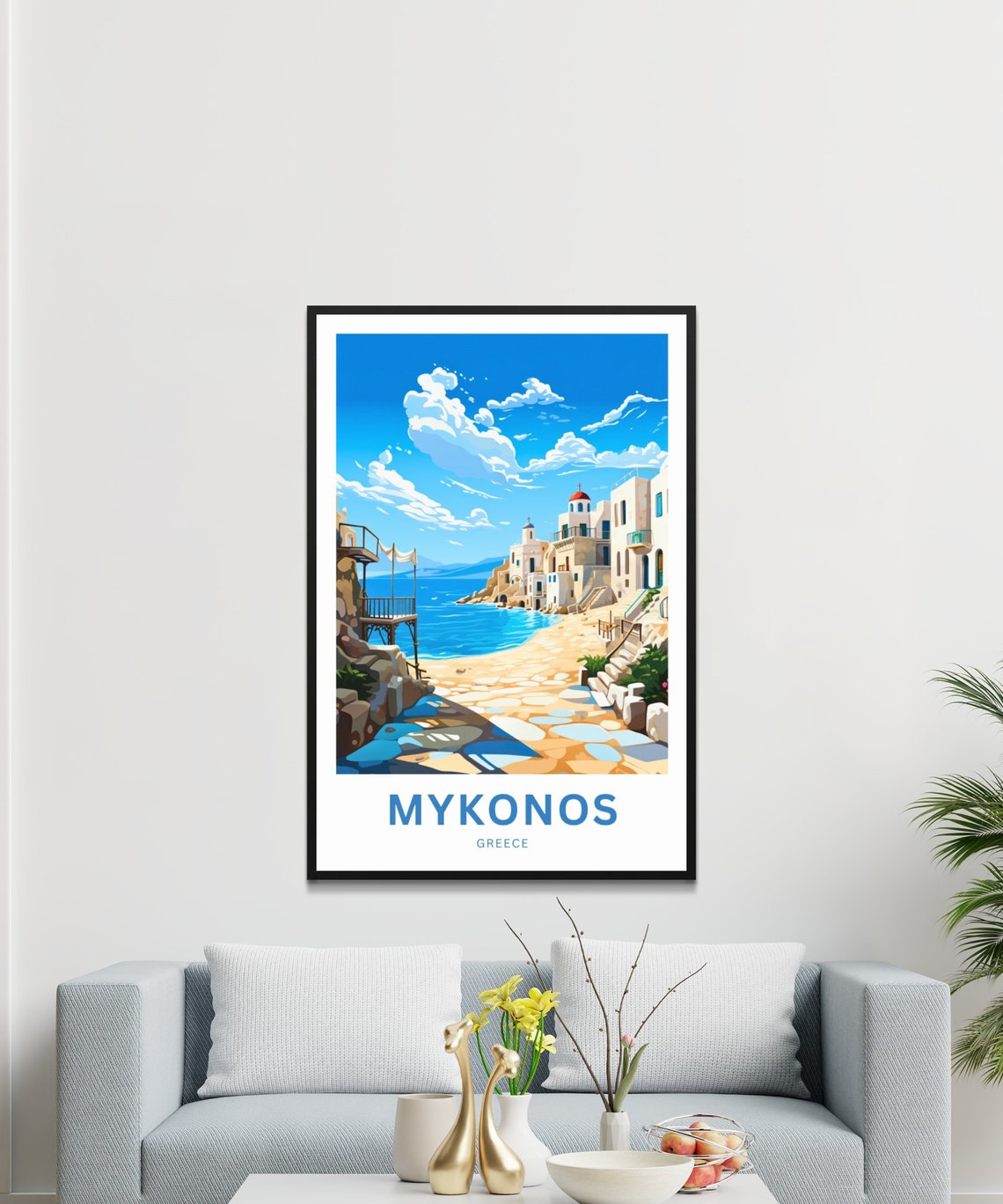 Mykonos Greece Old Town Lane Personalized Custom Travel Poster - Image 3