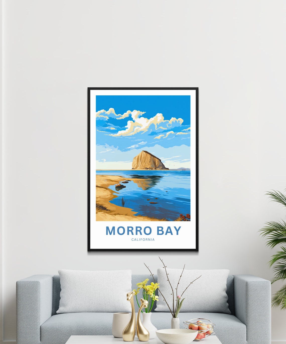 Morro Bay California Rock Lagoon Reflection Personalized Poster - Image 3