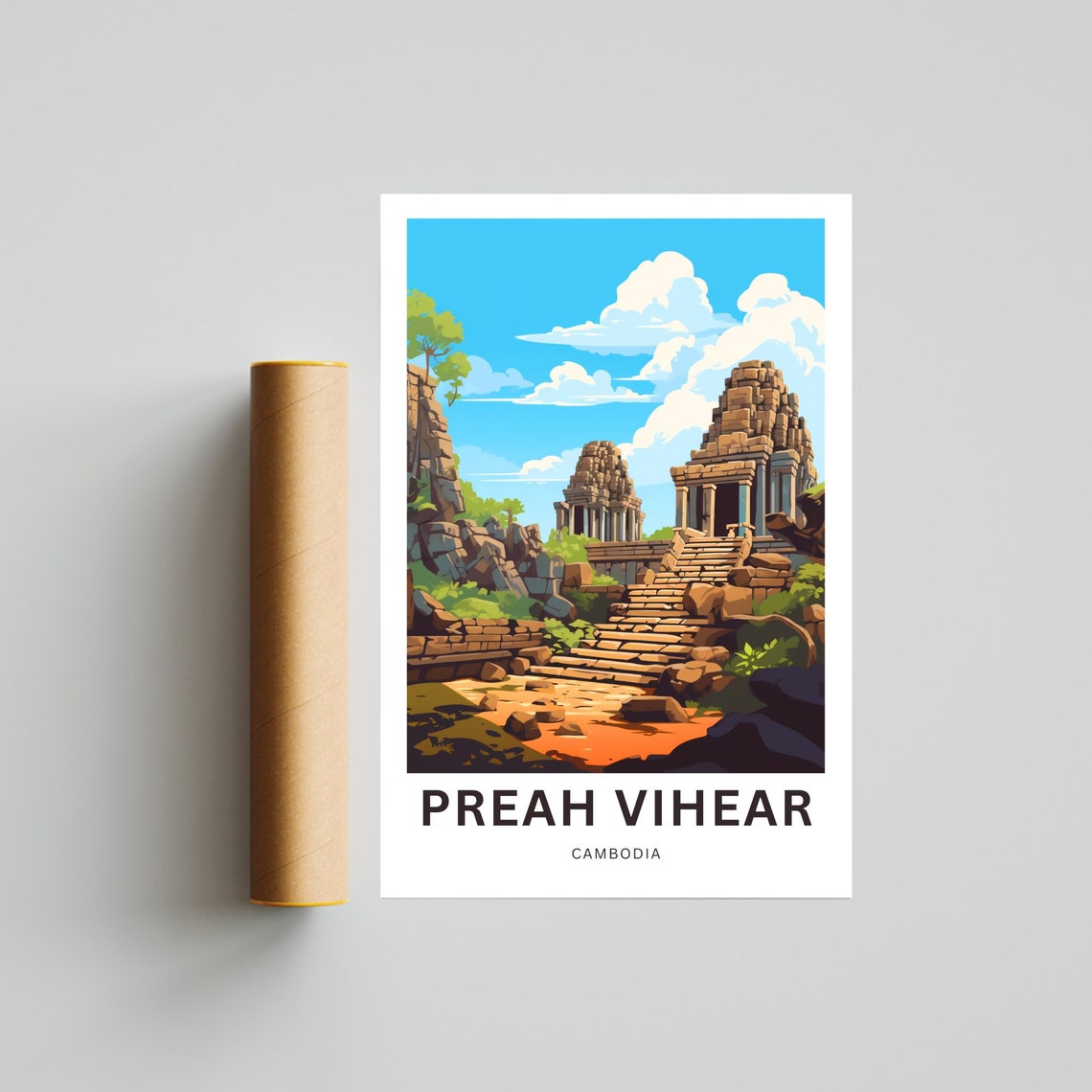 Preah Vihear Cambodia Personalized Ancient Temple Travel Poster - Image 4