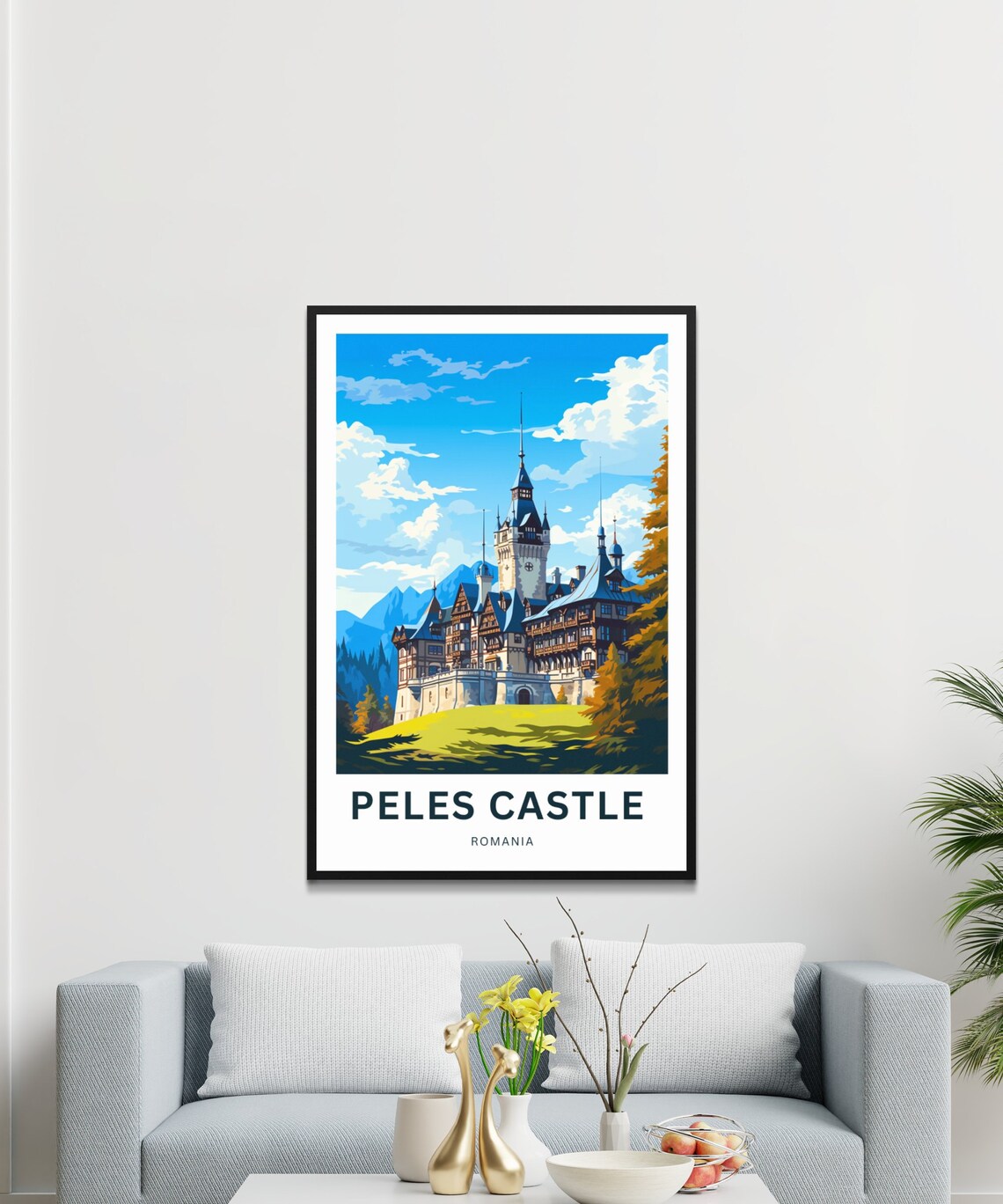 Peles Castle Romania Fairytale Vintage Travel Poster Mountain Castle - Image 3
