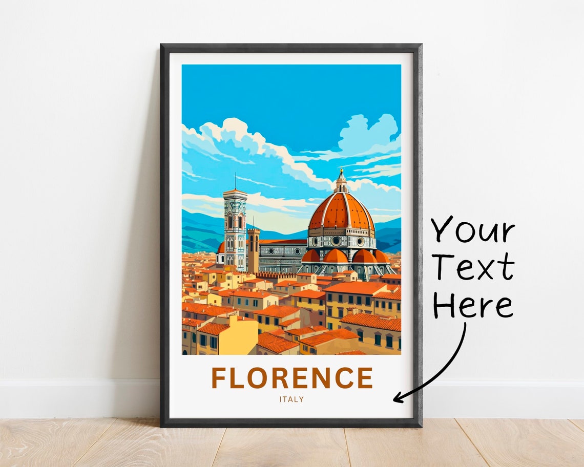 Florence Italy Duomo Cityscape Vintage Travel Poster Personalized Gift
