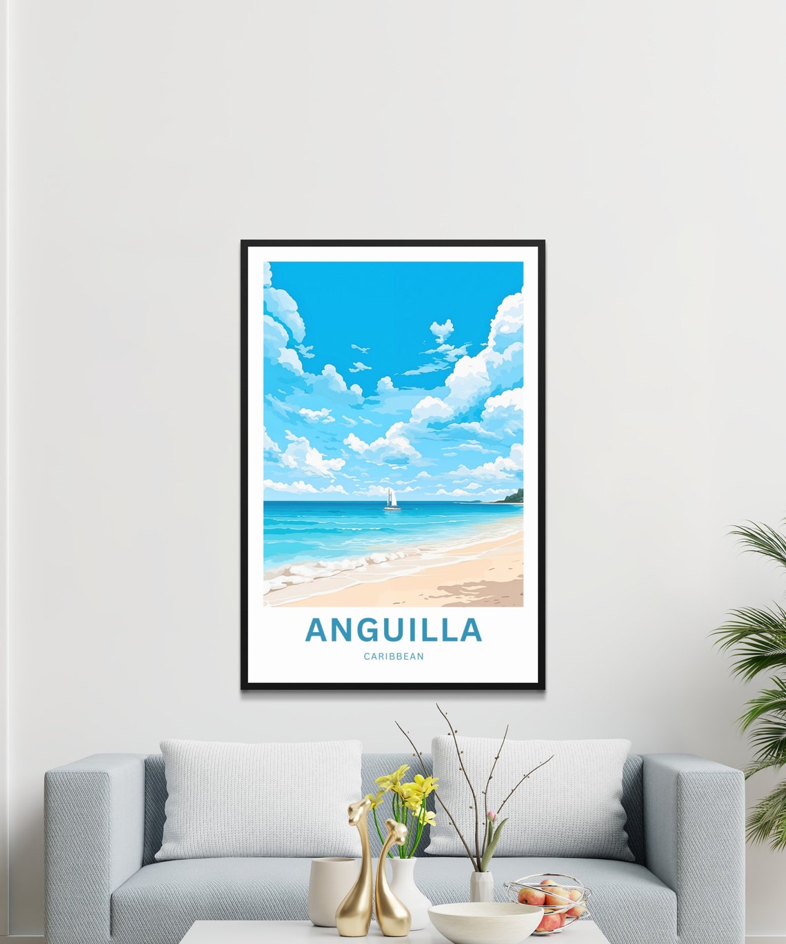 Anguilla Travel Print Anguilla Poster Caribbean Wall Art Framed Present Gift Caribbean Present - Image 3