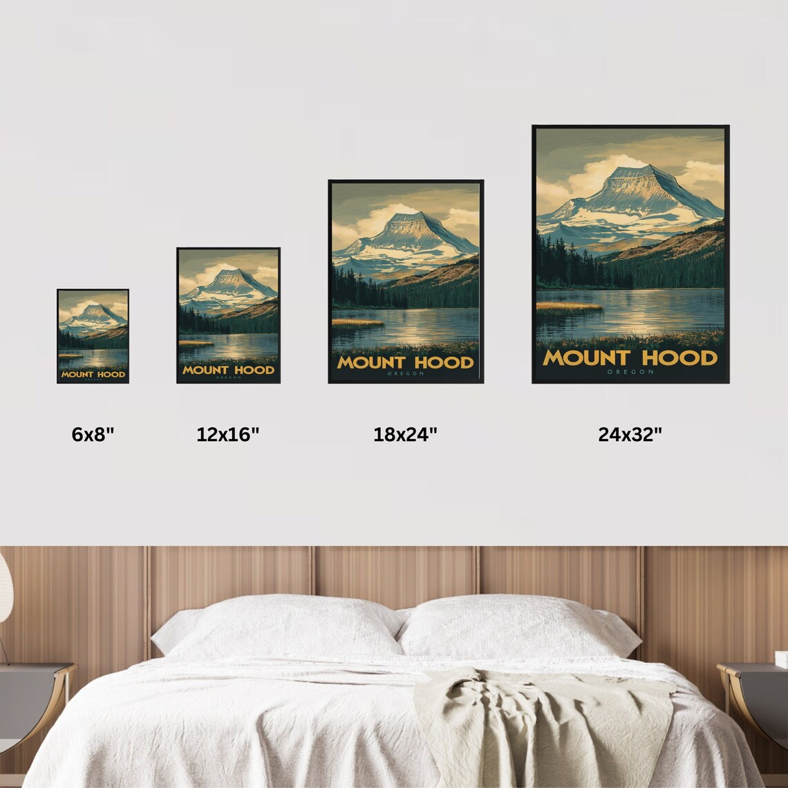 Mount Hood Oregon Vintage Travel Poster Sunset Lake Reflection Art - Image 4