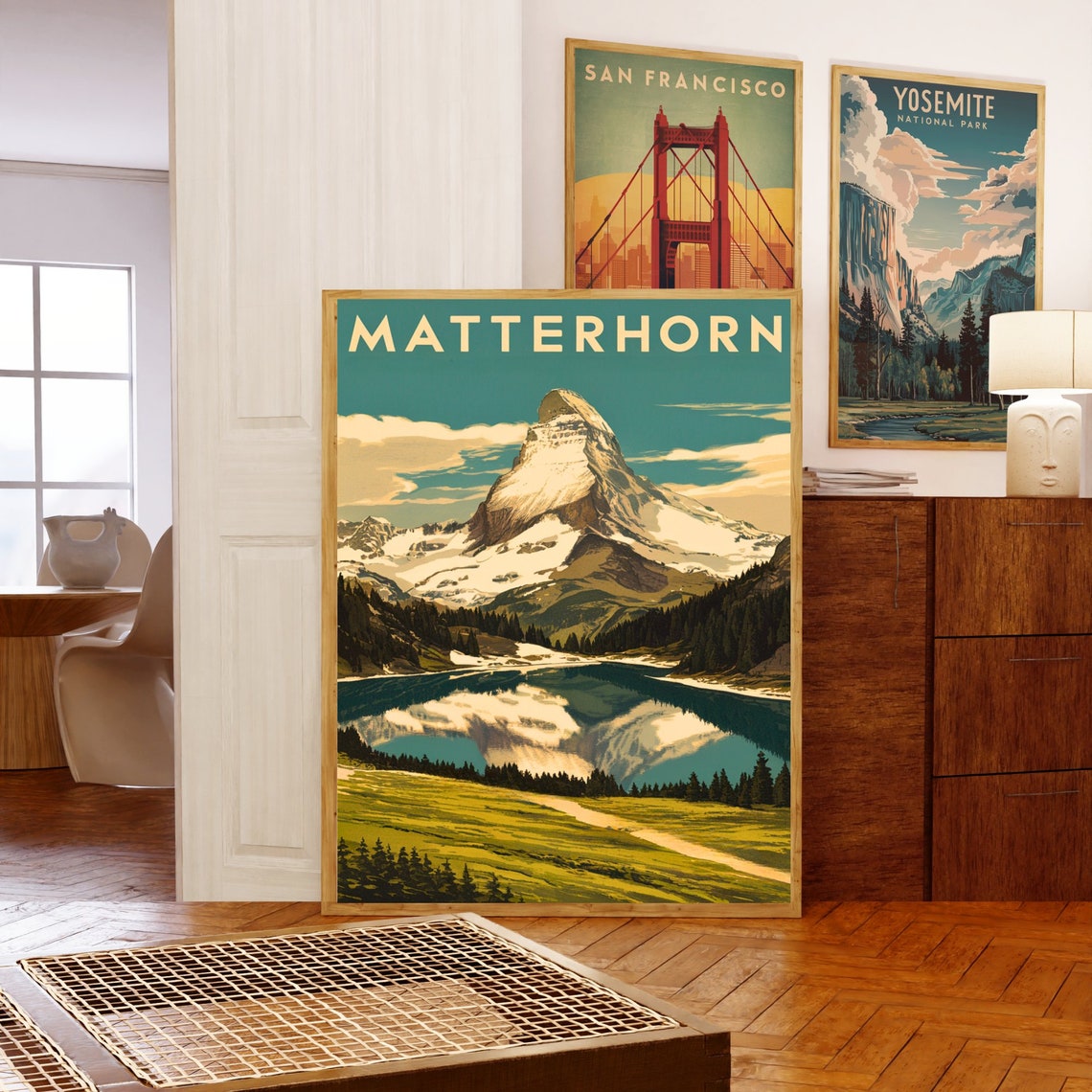 Matterhorn Green Valley Trail Mirror Lake Snow Summit Vintage Poster - Image 5