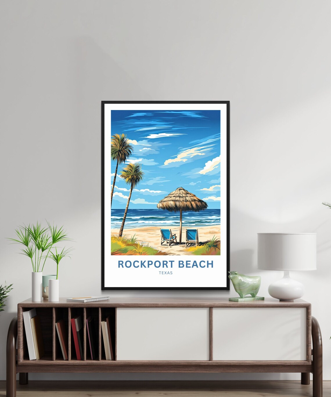 Rockport Beach Texas Palms Beach Umbrella Coastal Travel Poster - Image 2