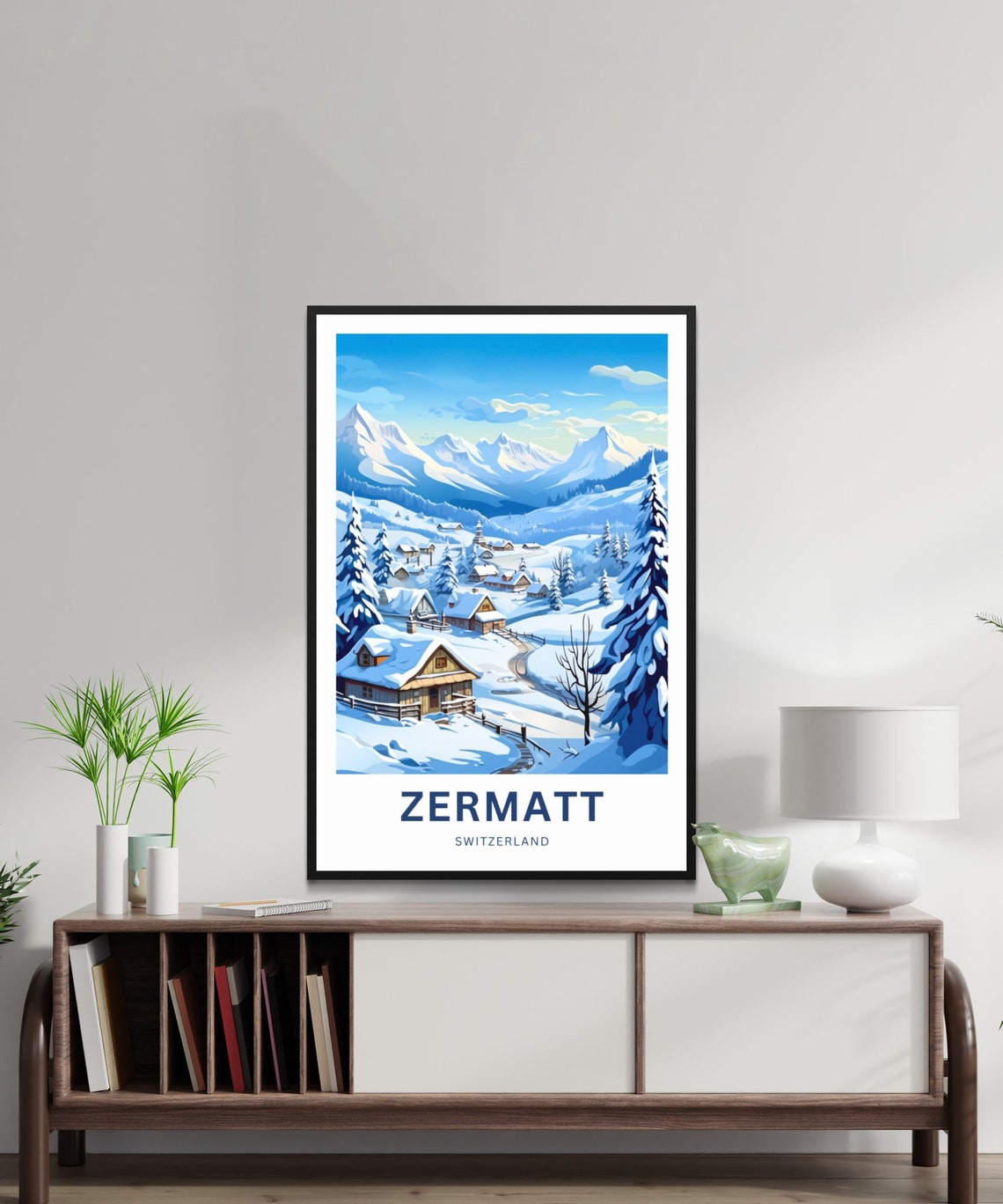 Personalized Zermatt Switzerland Snowy Village Alpine Valley Poster - Image 2