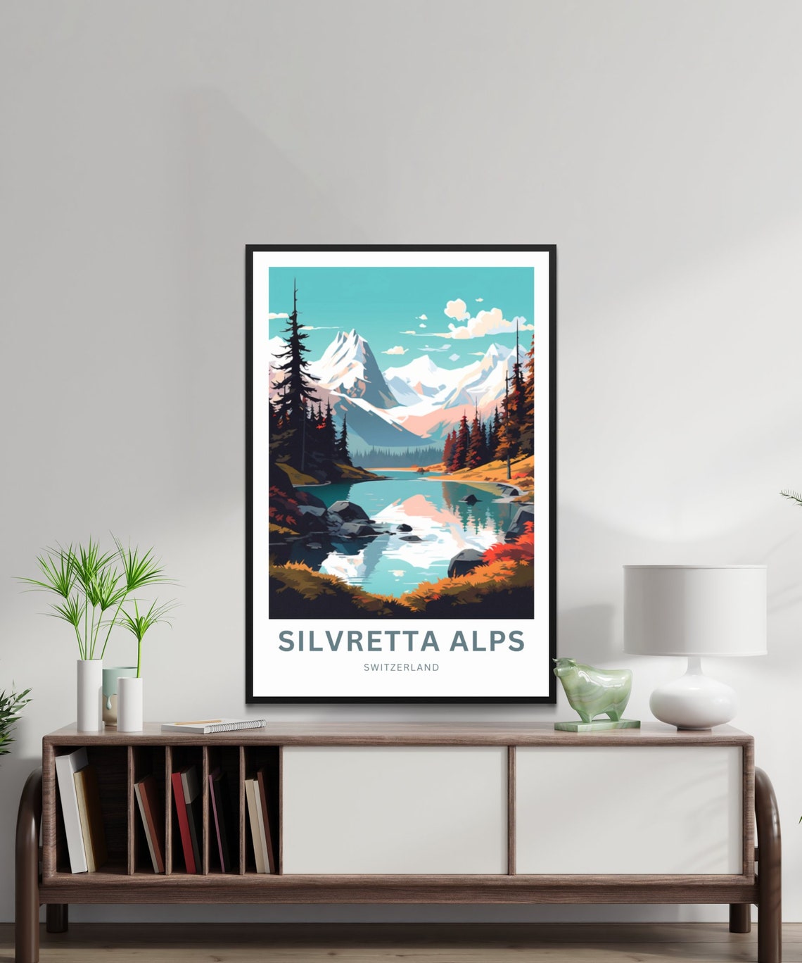 Silvretta Alps Switzerland Alpine Lake Autumn Glow Travel Poster - Image 2