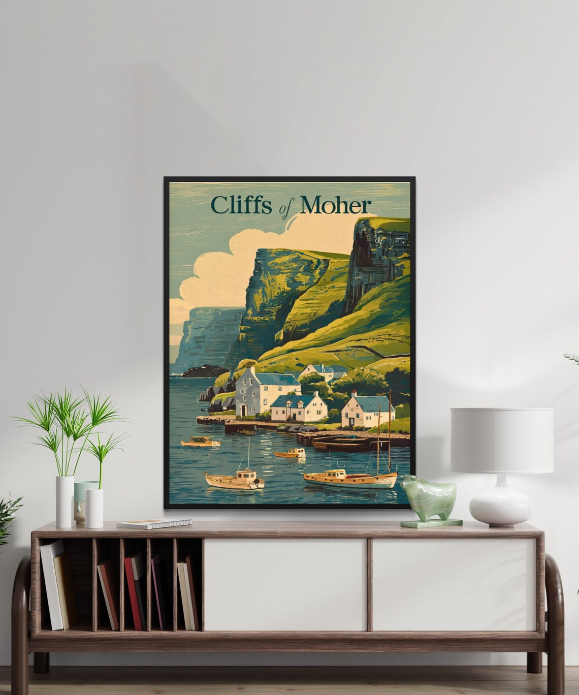 Cliffs of Moher Ireland Harbor Boats Vintage Travel Poster Gift - Image 4