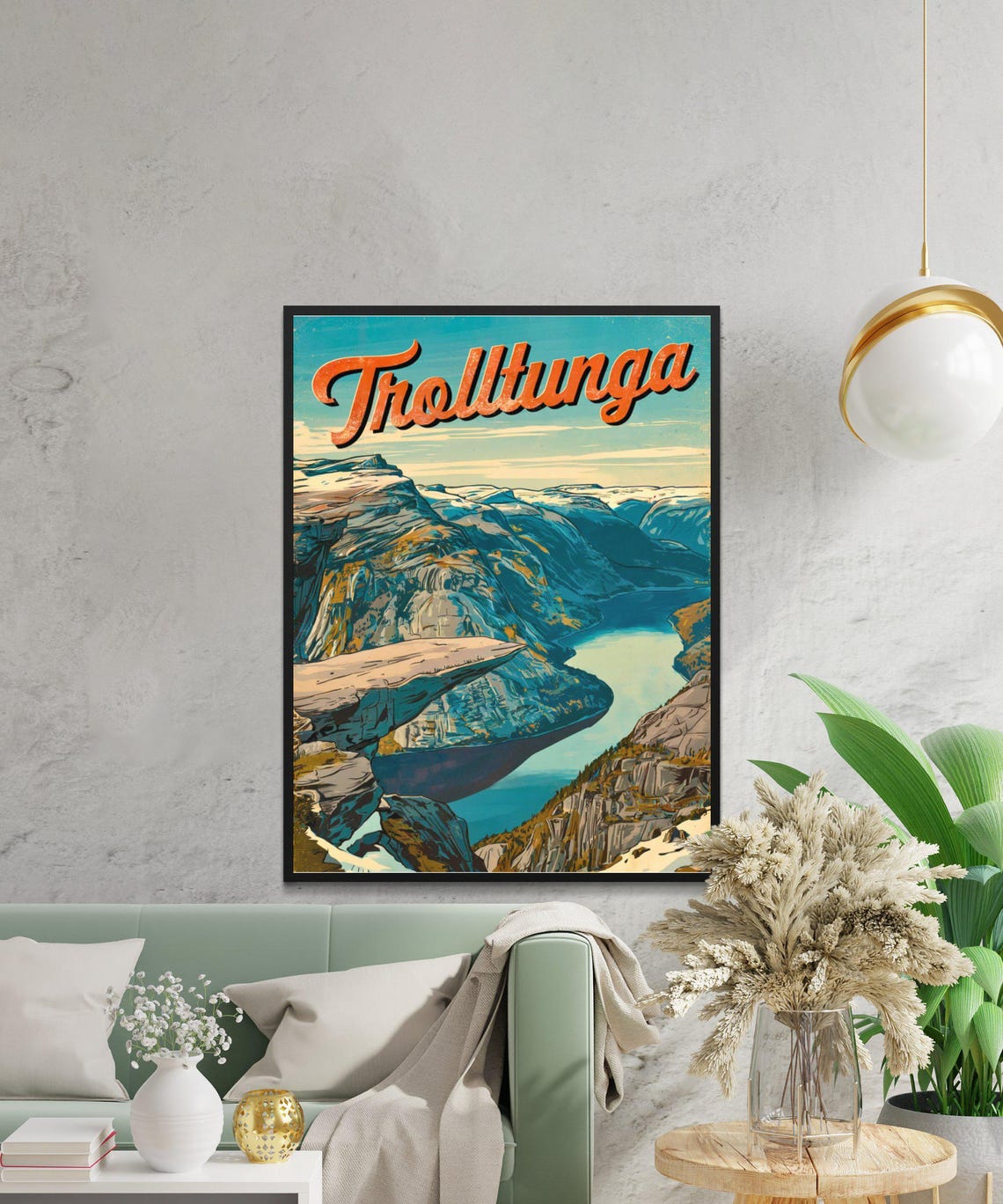 Trolltunga Norway Vintage Fjord Cliff Rock Formation Travel Poster - Image 2